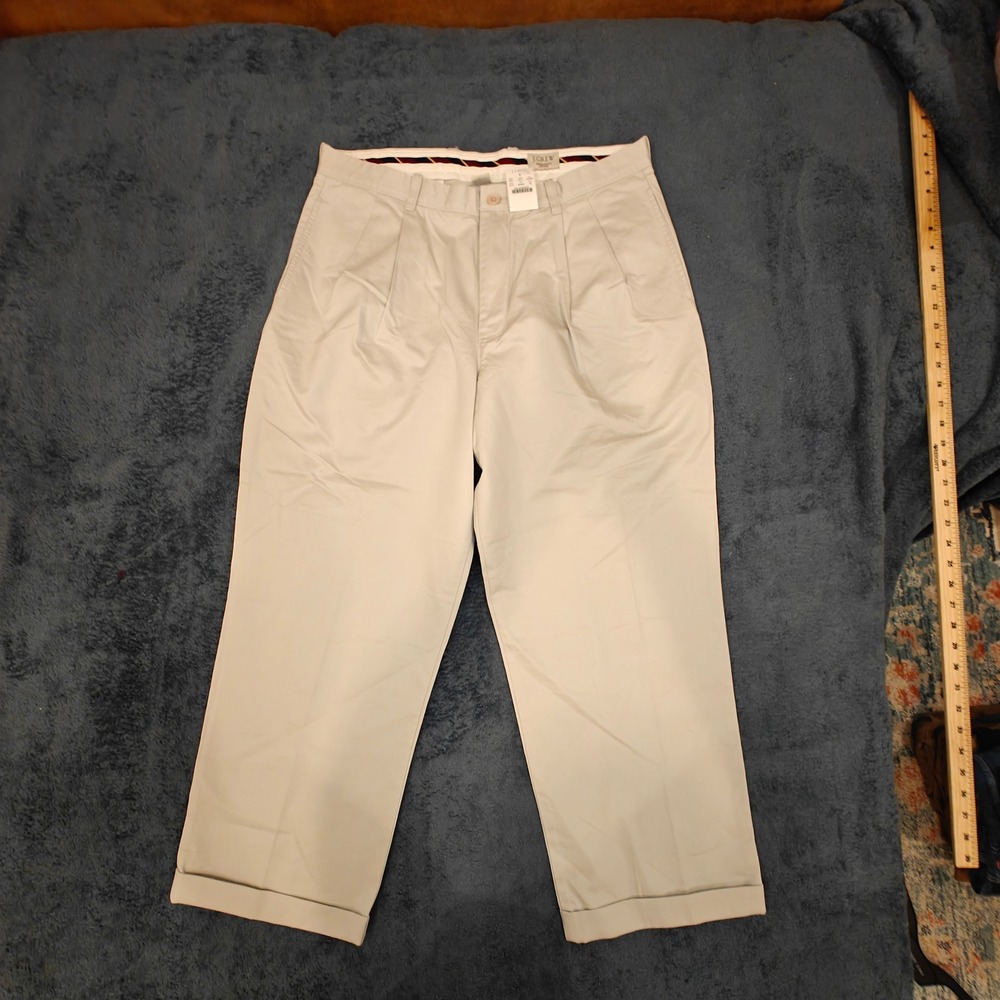 J Crew Vintage Giant Fit Pleated Chino Pants Light Stone 36W 60286 NWT Deadstock